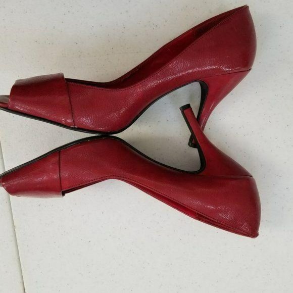 Rampage Red Peep Toe Pumps Size 10 - Picture 5 of 12